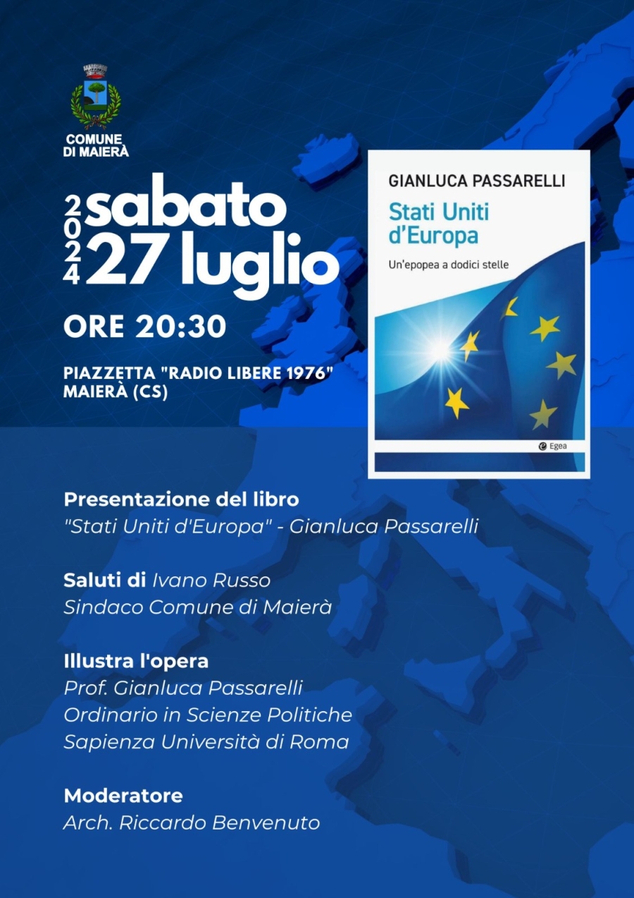 MAIERA'. SABATO 27 LUGLIO ALLE ORE 20.30, IL PROF. GIANLUCA PASSARELLI PRESENTA IL SUO NUOVO LIBRO. 